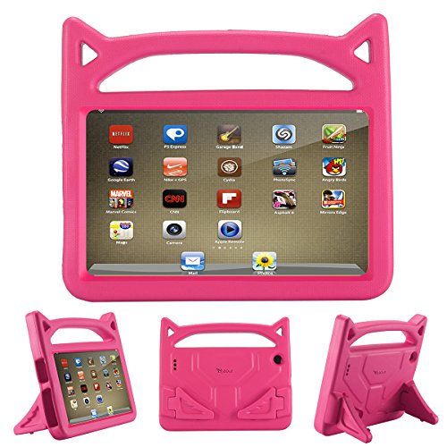 Product Cover All-New Fire 7 2019 Case,Fire 7 Tablet Case,Riaour Kids Shock Proof Protective Cover Case for Amazon Fire 7 Tablets (Compatible with 5th Generation 2015/7th Generation 2017/9th Generation 2019) (Rose)