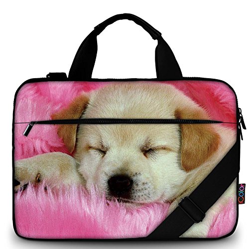 Product Cover ICOLOR Dog Canvas Laptop Carrying Shoulder Sleeve Case Protective Bag Briefcase for 11.6 12 12.9 13 13.3 Inches Laptop Ultrabook Netbook CSH-03