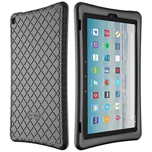 Product Cover Bear Motion Silicone Case for Fire HD 10 2017 - Anti Slip Shockproof Light Weight Kids Friendly Protective Case for All-New Fire HD 10 Tablet with Alexa (2017 Model) (Fire HD 10 2017, Black)