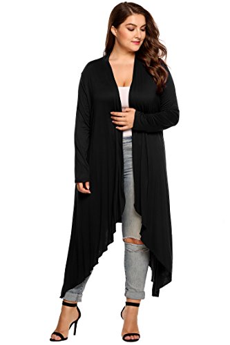 Product Cover Zeagoo Women's Plus Size Long Sleeve Waterfall Asymmetric Drape Open Front Long Maxi Cardigan Sweater L-5XL