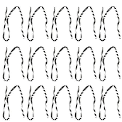 Product Cover 58 Pcs Metal Curtain Hooks, Nydotd Silver Rustproof Stainless Steel Plated Nickel Hooks Heavy-Duty Offset Pin-On Drapery Hooks for Window Curtain, Door Curtain and Shower Curtain(1.2