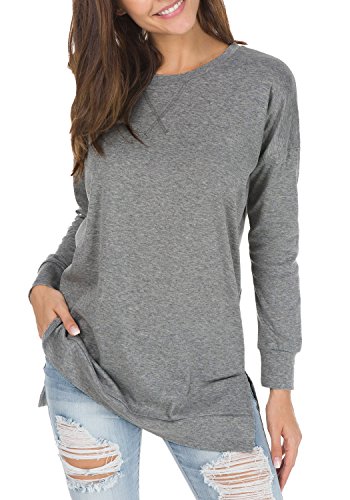 Product Cover levaca Women's Fall Long Sleeve Side Split Loose Casual Pullover Tunic Tops