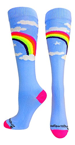 Product Cover MadSportsStuff Neon Rainbow Clouds Over The Calf Athletic Socks