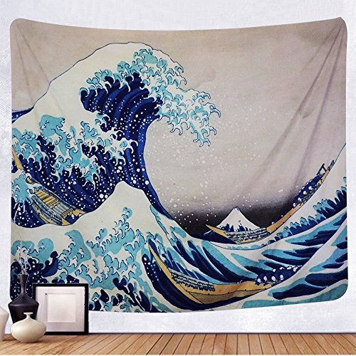 Product Cover TENALY Tapestry Wall Hanging, Great Wave Kanagawa Wall Tapestry with Art Nature Home Decorations for Living Room Bedroom Dorm Decor in 51x60 Inches
