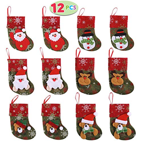 Product Cover JOYIN Set of 12 Mini Christmas 3D Stockings Gift & Treat Bags for Christmas Tree Decoration