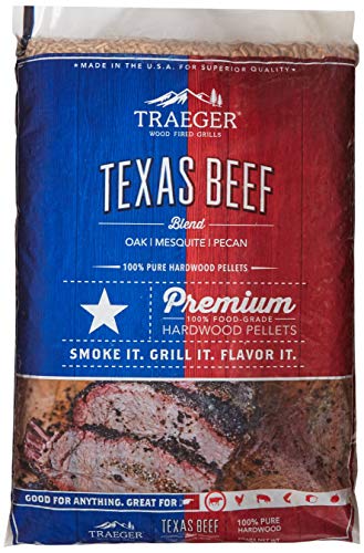 Product Cover Traeger Grills PEL328 Texas Beef Blend 100% All-Natural Hardwood Pellets Grill, Smoke, Bake, Roast, Braise and BBQ, 20 lb. Bag