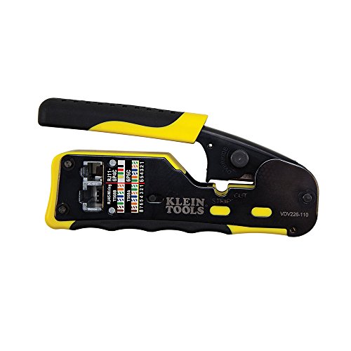 Product Cover Pass-Thru Modular Wire Crimper, All-in-One Tool Cuts, Strips, Crimps, Fast and Reliable Klein Tools VDV226-110