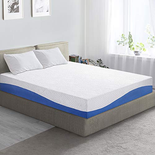 Product Cover PrimaSleep Wave Gel Infused Memory Foam Mattress, 10'' H, Queen, Blue
