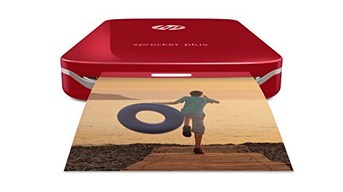 Product Cover HP Sprocket Plus Instant Photo Printer, Print 30% Larger Photos on 2.3x3.4 Sticky-Backed Paper - Red (2FR87A)