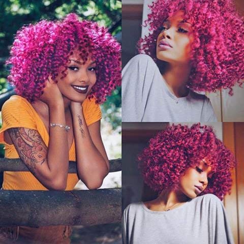 Product Cover AISI HAIR Afro Kinky Curly Fully Wigs Shoulder Length Synthetic Cosplay Wigs for African American Women Natural Curly Heat Resistant Fiber Afro Hair Wigs (Magenta)