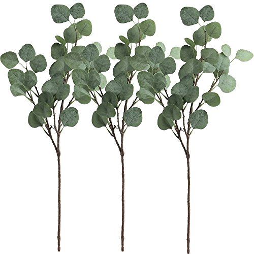 Product Cover Supla 3 Pcs Artificial Silver Dollar Eucalyptus Leaf Spray in Green 25.5