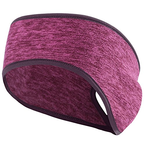 Product Cover Women's Ponytail Headband Ear Warmer Head Wrap Yoga Hair Band Running Sweatband (Red-Brown)