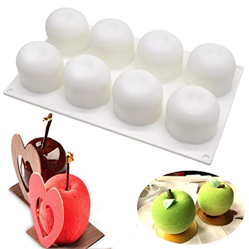 Product Cover SAKOLLA Apple Shape Mousse Silicone Mold, 8-Cavity Non stick Cake Mold/French Dessert/Pastry Baking/Chocolate Mold