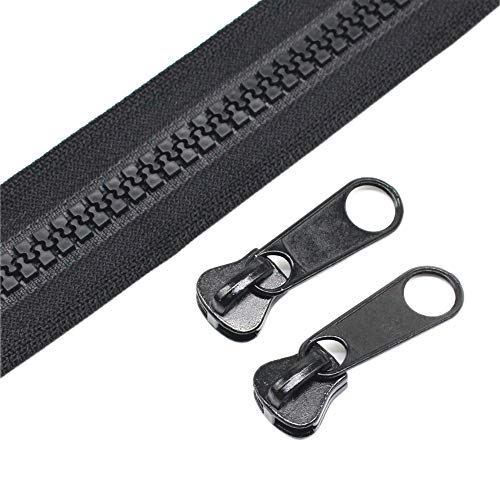 Product Cover YaHoGa #10 Large Plastic Zipper by The Yard Bulk Black 5 Yards with 10pcs Long Sliders for DIY Sewing Tailor Crafts Bags Tents (5 Yards)