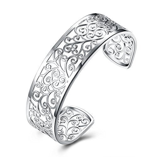 Product Cover Kacon 925 Sterling Silver Hollow Cuff bracelets for Women (1)