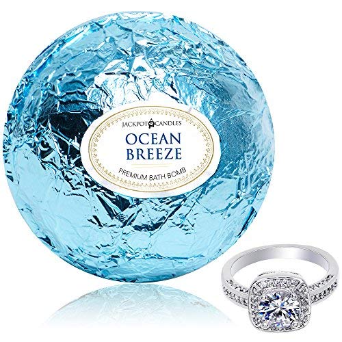 Product Cover Bath Bomb with Size 7 Ring Inside Ocean Breeze Extra Large 10 oz. Made in USA