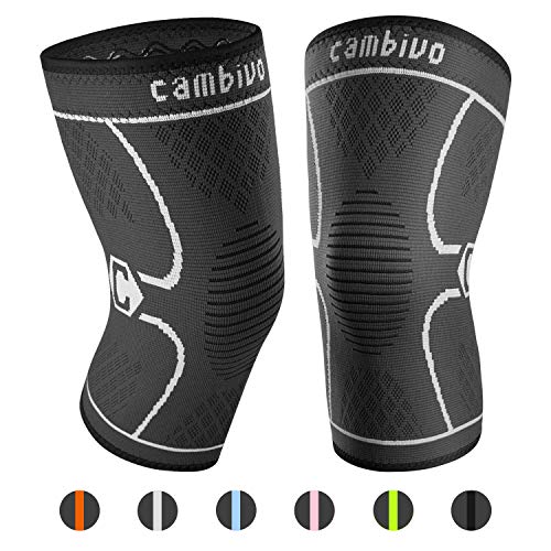 Product Cover CAMBIVO 2 Pack Knee Brace, Knee Compression Sleeve Support for Running, Arthritis, ACL, Meniscus Tear, Sports, Joint Pain Relief and Injury Recovery (Small,Gray)