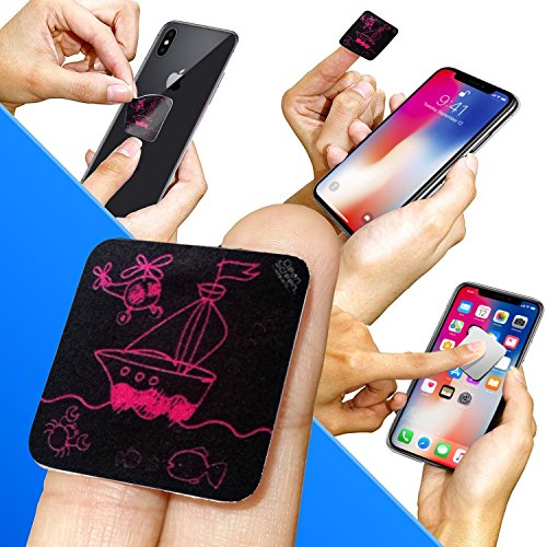 Product Cover Clean Screen Wizard Microfiber Cell Phone Cleaner Sticker, Cleaning Pad Screen Cleaner for iPhone, Samsung Cell Phones, Small Electronic Devices, Tech Gadgets, Stocking Stuffers Gift Ideas, Pink