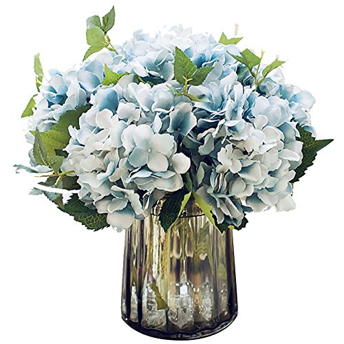 Product Cover Felice Arts Artificial Silk Flowers California Fake Beautiful Hydrangea Bouquet Flower for Home Decor, Pack of 3 (Blue)