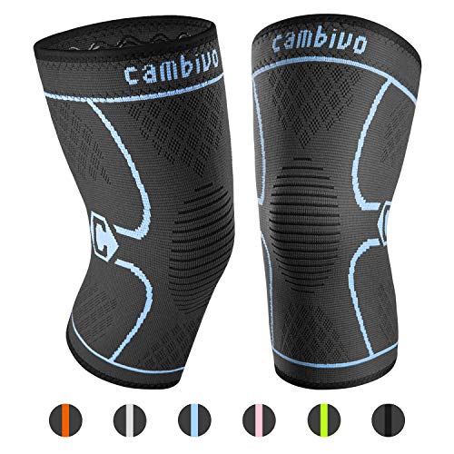 Product Cover CAMBIVO 2 Pack Knee Brace, Knee Compression Sleeve Support for Running, Arthritis, ACL, Meniscus Tear, Sports, Joint Pain Relief and Injury Recovery (Medium, Blue)