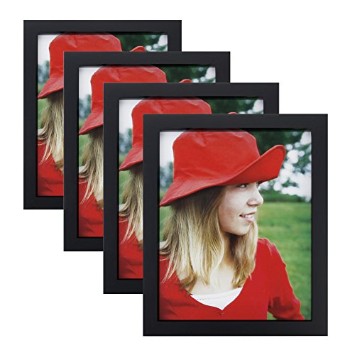 Product Cover RPJC 8x10 inch Picture Frame (4pK) Made of Solid Wood High Definition Glass for Table Top Display and Wall Mounting Photo Frame Black