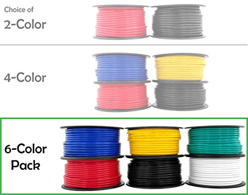 Product Cover 12 Gauge Copper Clad Aluminum Low Voltage Primary Wire 6 Color Combo 100 ft per Roll (600 feet Total) for 12V Automotive Trailer Light Car Audio Stereo Harness Wiring (Also in 2 or 4 Color Combo)