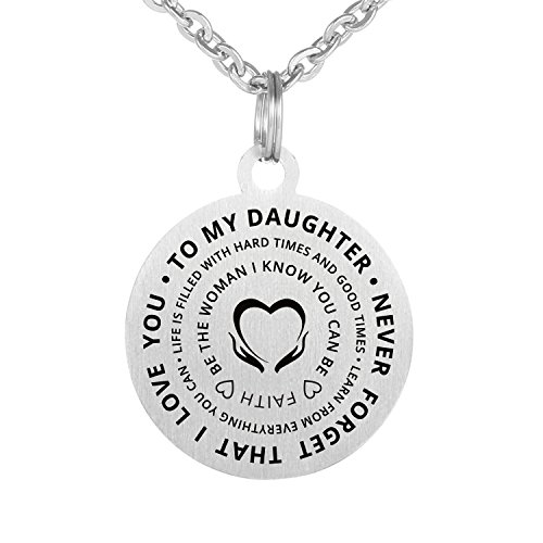 Product Cover Family Friend to My Daughter Necklace Love stainless waterproof chains Birthday Necklace Gift Daughter
