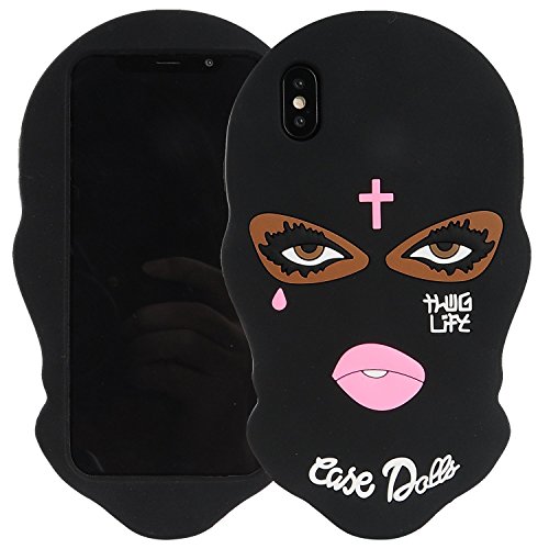 Product Cover iPhone X Case, Miniko(TM) Thug Life 3D Cute Unique Cartoon Big Eyes Woman Face Masked Teared Girl Jesus Christian Cross Coque Soft Silicone Gel Case Cover for Apple iPhone X
