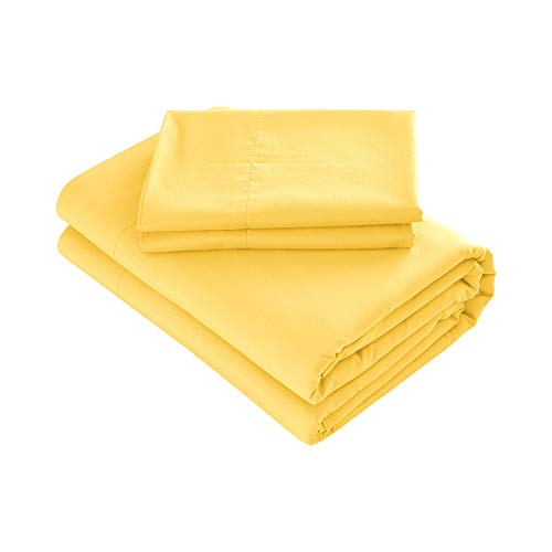 Product Cover Prime Bedding Bed Sheets - 3 Piece Twin Sheets, Deep Pocket Fitted Sheet, Flat Sheet, Pillow Case - Bright Yellow