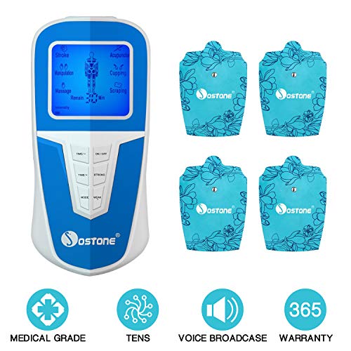 Product Cover TENS Unit Pulse Massager,EC VISION Portable Large Screen Voice Broadcast Professional Body Muscle Stimulator Machine for Pain Relief with Easy Operating 6 Modes