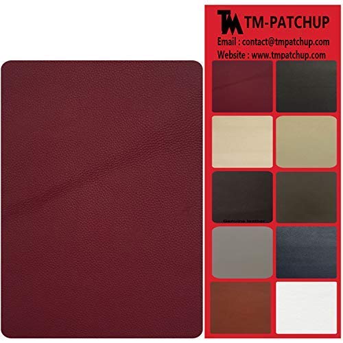 Product Cover TMgroup, Leather Couch Patch, Genuine Faux Leather Repair Patch, Peel and Stick for Sofas, car Seats, Hand Bags,Furniture, Jackets, Large Size 8-inch x 11-inch (Burgundy)