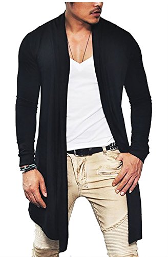 Product Cover COOFANDY Men's Ruffle Shawl Collar Cardigan Premium Cotton Blend Long Length Drape Cape Overcoat
