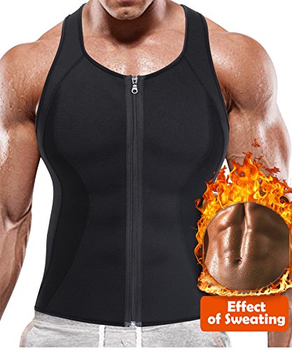 Product Cover BRABIC Hot Sauna Sweat Suits,Zipper Closure Tank Top Shirt for Weight Lost,Waist Trainer Vest Slim Belt Workout Fitness-Breathable, Neoprene Fabric (Black Sauna Tank Top, L)