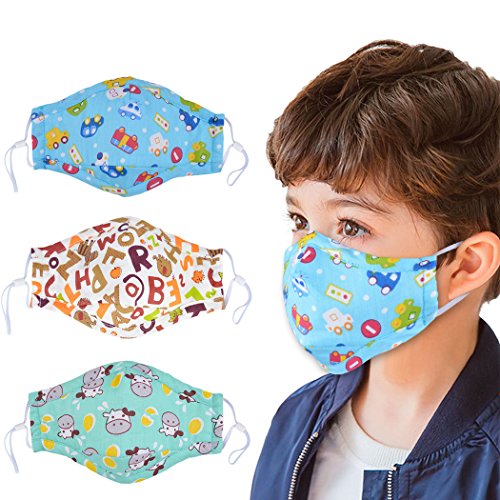 Product Cover Aniwon Dust Mask 3 Pcs Pm2.5 Mouth Face Mask with 6 Pcs Activated Carbon Filter Insert Washable Cute Cotton Mouth Mask with Adjustable Straps One Size Blue