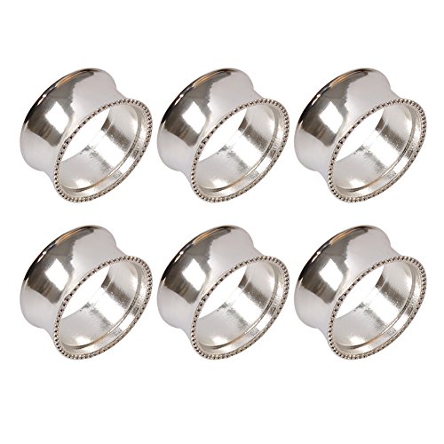 Product Cover Frjjthchy 6 Pcs Stainless Steel Bead Side Napkin Rings Delicate Serviette Buckles (Silver)