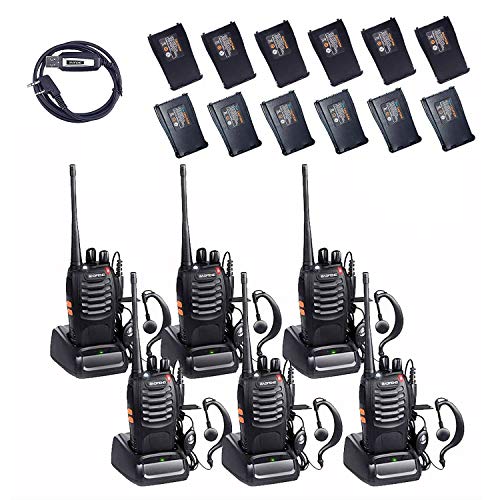 Product Cover BaoFeng BF-888s 2 Way Radio with 12 1500mah Li-ion Batteries Long Range Baofeng Walkie Talkie Two Way Radio (6 Pack) + One USB Programming Cable