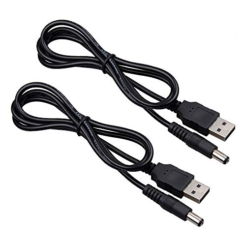 Product Cover Onite USB to DC 5.5x2.1mm Barrel Jack Center Pin Positive Power Cable Charger Cord for LED Strip, 6.6ft, 2-Pack
