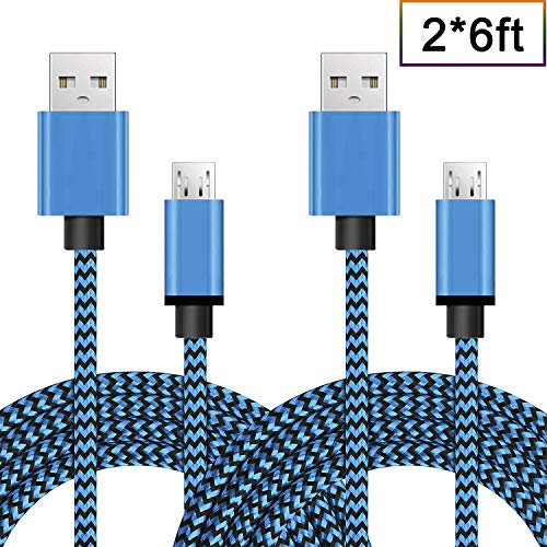 Product Cover Android Charging Fast Charge Micro USB Charger Cord 6FT 2Pack Cable for Samsung Galaxy S6 S7 J3 J7 Edge note 5 Moto Droid Turbo 2 E4 E5 G5 LG G4 V10 Stylo 2 3 G3 G4 K30 K20 V10 HTC One