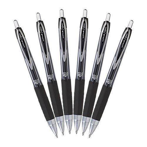 Product Cover Uni-Ball Signo 207 Retractable Gel Ink Rollerball Pens, Bold Point 1.0mm, Pack of 6 (Black)
