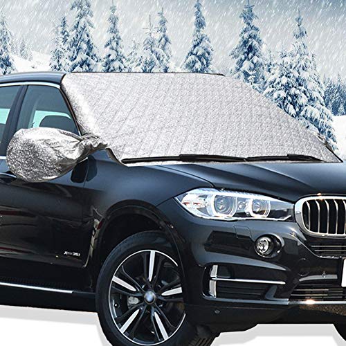 Product Cover Big Hippo Windshield Snow Cover with Side Mirror Cover - Thickened Car Snow Cover Windshield Frost Snow Ice Cover Sun Shade Protector Fits Most SUVs RVs Trunks (62.2