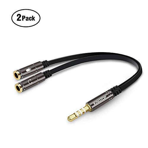 Product Cover Kingtop 2 PACK 3.5mm Combo Audio Adapter Cable for PS4,Xbox One,Tablet,Mobile Phone,PC Gaming Headsets and New Version Laptop