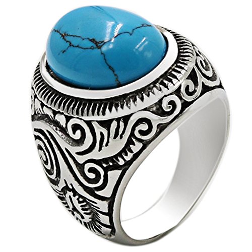 Product Cover Jude Jewelers Retro Vintage Stainless Steel Turquoise Onyx Ring