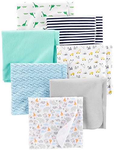 Product Cover Simple Joys by Carter's Baby Boys' 7-Pack Flannel Receiving Blankets, Trucks/Animals/Dino/Whales, One Size