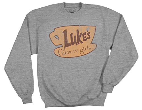 Product Cover Ripple Junction Gilmore Girls Adult Unisex Vintage Luke's Coffee Logo Fleece Crew Sweatshirt