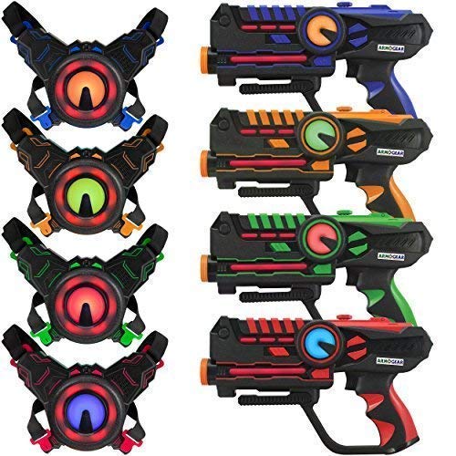 Product Cover ArmoGear Infrared Laser Tag Blasters and Vests - Laser Battle Mega Pack Set of 4 - Infrared 0.9mW