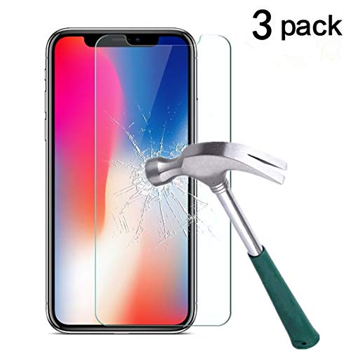 Product Cover iPhone X Screen Protector, TANTEK Tempered Glass/Case Friendly Screen Protector for Apple iPhone X / 10 (2017) (3-Pack)