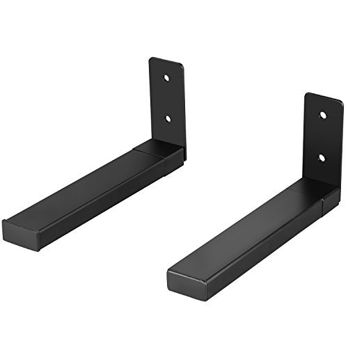 Product Cover WALI Universal Center Channel Speaker Wall Mount Dual Bracket Holder Stands, Hold up to 30lbs, Arms Extend Adjustment from 7'' to 11.5'', Black
