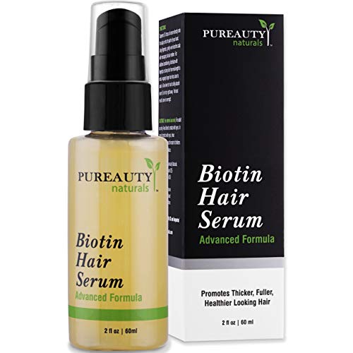 Product Cover Biotin Hair Growth Serum Advanced Topical Formula To Help Grow Healthy, Strong Hair Suitable for Men and Women of All Hair Types Hair Loss Support By Pureauty Naturals