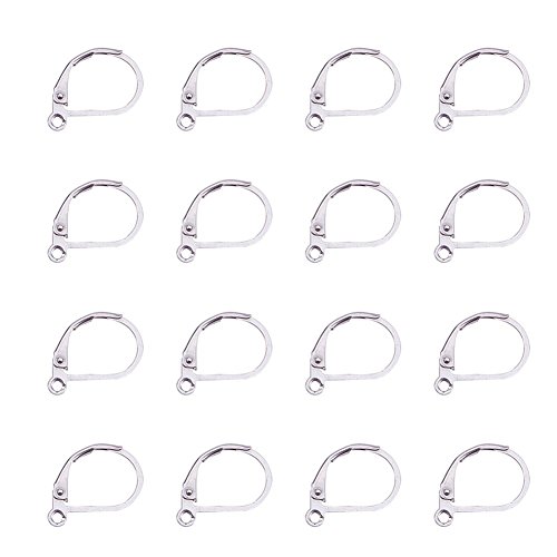 Product Cover NBEADS 100 Pcs Lever Back Earrings, Stainless Steel Open Loop Leverback Hoops, French Hook Ear Wire for Earring Making
