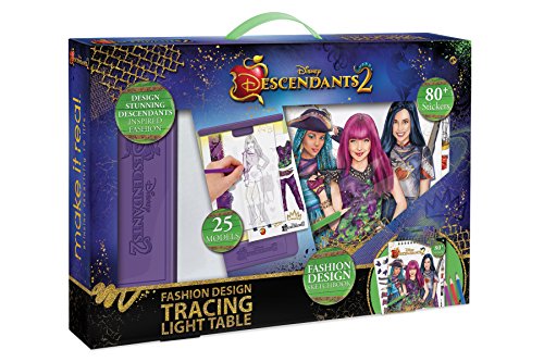 Product Cover Make It Real - Disney Descendants 2 Fashion Design Tracing Light Table.  Kids Fashion Design Kit Includes Light Table, Disney Sketchbook, Stencils, Stickers, Design Guide and More